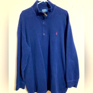 Polo Ralph Lauren Dark Blue Quarter Zip Cotton/Thermal Pullover Size 2XLB